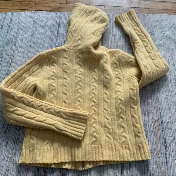 Vintage 100% Wool Zipup Knit Cardigan Sweater Hood - Picture 8 of 8